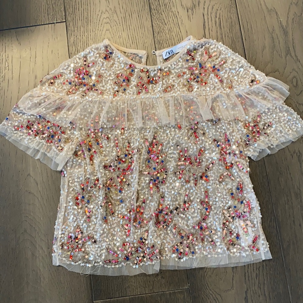 Zara Sequin cropped top